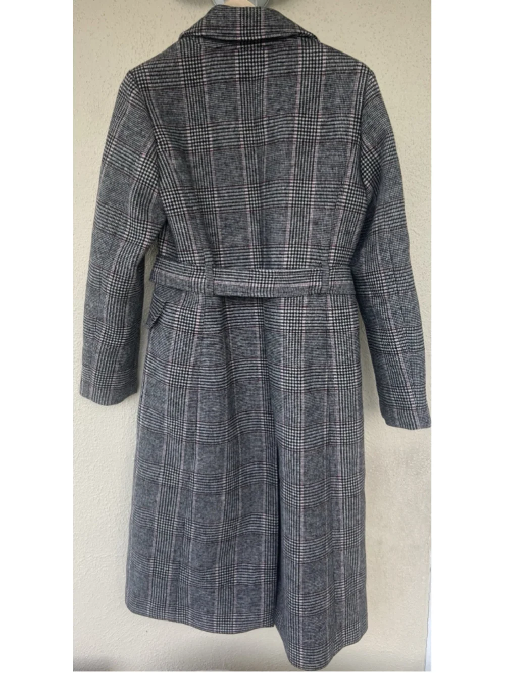 Kate Spade New York Plaid Wool Blend Belted Overcoat M Preppy Academia Office